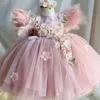 Girl s Dresses Pink Children s Flower Girl Dress Tulle Butterfly Attends Party Wedding Celebration Birthday First Communion Prom 231215