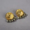 Orecchini a bottone vintage di alta tendenza con pietra maculata placcata in bronzo in oro 18 carati Personalità della moda unica