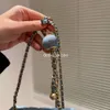 Джинсовая женская сумка Golden Ball с клапаном на плече, мини-регулируемая цепочка, стеганая роскошная дизайнерская поясная сумка через плечо, мини-кошелек для монет, держатель для карт, сумка для ключей, сумочка