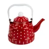 Water Bottles Enamel Kettle Red Polka Dot Durable Heating Water Kettle Lovely Enamel Teapot Kitchen Teapot Tea Coffee Whistling for Home 231214