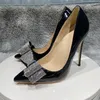 Chaussures habillées Femmes 8cm 10cm 12cm Personnalisable Noir Pointy Toe High Heel Bow Strass Superbe Party Stiletto Pompes