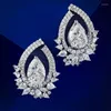 Dangle Earrings European And American 925 Silver Brilliant Pear Shaped Droplets 8 12m Flower Cut High Carbon Diamond