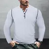 T-shirts hommes hommes dessus de couleur unie élégant coupe ajustée à manches longues t-shirt pour automne sports d'hiver fitness o-cou streetwear