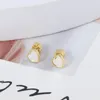 Boucles d'oreilles à clous en forme de cœur de pêche, bijoux de marque européenne et américaine, vente en gros, Simple, petite coquille incrustée, amour, pêche