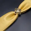 Neck Ties Hitie Yellow Gold Plaid Men's Tie Set Silk For Men Ring Fashion Design Hanky ​​Cufflinks Wedding Quality Slips 231214