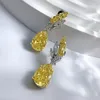 Stud Earrings Spring Qiaoer 2023 925 Silver 8 12 Pear Shaped Yellow Diamond Radian Droplet Premium