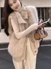 Pele feminina 2023 outono inverno elegante kintted colete casaco feminino casual sem mangas camisola sólida grosso quente jacker feminino outwear chique z542