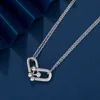 Pendant Necklaces T Family V Gold Double Ring Necklace Ring Buckle Horseshoe Buckle Rose Gold Pendant Light Luxury Simple Double Chain Collar Chain DESIGNERS