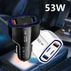 Adaptateur de chargeur de voiture double PD à charge rapide 53 W Charge rapide QC3.0 USB Type C Chargeurs rapides de voiture USB-C Chargeur rapide pour iPhone 15 Samsung S24 S23 Téléphone portable