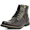 Boots Men Boot Metal Double Zipper Motorcycle Leather Casual Ankle Botas Tacticas Hombre Militar Zapatos Para Hombres