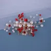 Hair Clips Colorful Crystal Comb Women Jewelry Headdresses Pearls Rhinestone Accessories Elegant Ornaments Fancy Decor