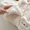 Clothing Sets Winter Baby Warm Clothing Set Childrens Cute Cartoon Thick Plush CardiganPants Girls Pajamas 2piece Baby Set 231214