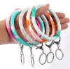 Wrist Key Chain Camouflage Silicone Bracelet Key Ring Round Circle Rainbow Bangle Keychain Key Holder for Woman Wrist Strap DB204 12 LL