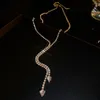 Hänge halsband Shine Rhinestone Zircon Tassel Lång halsband för kvinnor Luxury Temperament Party Jewelry