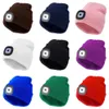 Ciclismo Caps Máscaras Led Luz Chapéu De Malha Beanie Inverno Ao Ar Livre Esportes Noite Caminhadas Pesca Camping Brilho Quente Elástico Bonnet Unisex Farol 231215