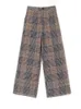 Women's Two Piece Pants Winter Office Classic Plaid Woolen Blend 2 Set Elegant Chic Ol Suits Coat Chaquetas Conjuntos Thick Wide Leg Pant Ensemble 231214