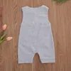Rompers 2020 Baby Summer Clothing Newborn Baby Boys Buttons Striped Romper Fashion Sleeveless Romper Cotton Linen JumpsuitL231114