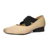 Sandales femmes pompes Style français croisé femme chaussures simples peau de vache dame printemps automne rétro talon épais bout carré