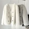 Pele feminina moda y2k casaco peludo feminino fofo quente manga longa outerwear outono inverno jaqueta peluda sem gola b212