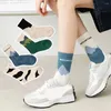 Chaussettes pour hommes mode coton mi-tube chaussette AB Couple bonneterie imprimé désossé respirant Unsiex pied Sport rue confort à la mode