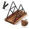 Plates 1 PCS Wooden Napkin Storage Table Holder For Indoor Outdoor Home Dining Restaurant Kitchen Decor Black Metal Wire