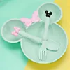 Kommen 3 Stuks Tarwestro Baby Cartoon Servies Set Kinderen Gerechten Kids Diner Platos Voeden Plaat Training Kom Lepel vork