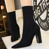 Stövlar BigTree Shoe Fashion Ankle Point Toe Stretch Autumn Stiletto Socks High Heels Ladies Shoes 231214
