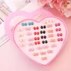 Jewelry Pouches Gifts Pink Ring Display Earring Storage Case 36 Holes Box Heart-shape