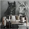 Sfondi personalizzati P O Murale 3D Creativo dipinto a mano in bianco e nero Cavallo Camera da letto Studio Soggiorno Decorazione della parete Painti Homefavor Dhmgy