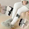 Leggings Strumpfhosen Kinder Winter Lammwolle Strumpfhosen für Baby Mädchen Feste Strumpfhosen Kinder verdicken dünne Schleife Leggings mit Fleecefutter Unterhose 231215