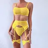 SACKnove W688 Conjunto de 3 peças da moda do dia dos namorados Ligas sedutoras Suspensório Sexy Shemale Lingerie Conjunto de roupa íntima feminina