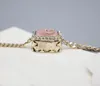 2024 Quality Charm Pendant Necklace with Diamond and Square Design Pink Color Have Stamp Box PS3545A