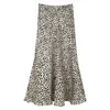 Skirts Skorts Satin Leopard-print Skirt Female Summer High Waist Hip-covered Fish Tail A- Line Skirt 231215