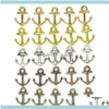 Ustalenia komponenty biżuterii 1000pcs 14x19 mm DIY Biżuteria Aessories 5 Colours Bronze Sier Gold Color stop vintage Ocean Anchor Charms212g