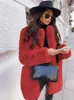 Kvinnors päls faux kappa kvinnor lila långärmad lapel vinter 2023 mode temperament office ladywhite jackets kläder rött
