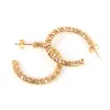Orecchini a cerchio XHN 1 paio in acciaio inossidabile a forma di C intrecciati alla moda per le donne Regali di gioielli vintage per feste in cerchio color oro
