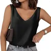 Kvinnors tankar Kvinnor Tank Top V-hals Solid Color Sleeveless Low-Cut Loose Daily Wear Pullover Satin Summer Vest Clothes