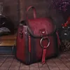 スクールバッグKulit Alami Wanita Ransel Daypack Sikat Warna Vintage Perempuan Perjalanan Tas Kapasitas Asli