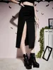 Skirts Black Goth Korean Style Rock Damen Skirt Gothic High Split Half Length Harajuku Retro Kawaii Y2k Vintage