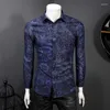 Men's Casual Shirts 2023 Spring And ASutumn Youth Perennial Stock Long-Sleeved Large-size Shirt Lapel Flower