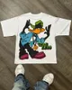 T-shirt da uomo High Street Harajuku Allentato oversize a maniche corte Trendy Brand Fashion Retro Versatile T-shirt da uomo Cartoon Skull stampato Top