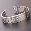 Uhrenarmbänder 20 mm 316L Edelstahl-Uhrenarmbänder Armband Silber gebürstetes Metall gebogenes Ende Ersatzglied Faltschließe Strap311G