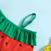 Kläder sätter barn bikini set flickor badkläder sommar ruffle ärmlös vattenmelon tryck baddräkt barn strandkläder baby baddräkt