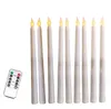 Bougies coniques vacillantes sans flamme à LED, lampe à mèche 3D pour fête d'anniversaire, bougies chauffe-plat avec télécommande, lanterne, décoration de mariage, de maison, fonctionne à piles