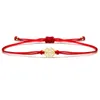 Charm armband handgjorda vävda hjärtklöver charms lycklig justerbar sträng för kvinnor män svart röd femme grossist rep smycken