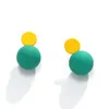 Boucles d'oreilles mignonnes couleur bonbon, boule ronde, perles, clous pour femmes, bijoux en argent Sterling 925, cadeau