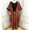 Ethnic Clothing Sequin Printed Muslim Abaya Loose African Dresses For Women Ladies Traditional Robe Africaine Femme Evening Long Dress