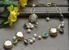 Anhänger-Halsketten Z125940 23'' 29 mm weiße, runde Keshi-vergoldete Perlen-Halskette aus blauem Muranoglas
