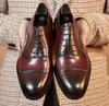 Dres chaussure de haute qualité à la main Oxford chaussure hommes véritable cuir de vache costume chaussures de mariage formel italien chaud