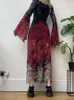 Robes décontractées AltGoth Vintage Cottagecore Y2K Robe Femmes Mall Gothic Streetwear Irrégulière Gaze Patchwork Flare Manches Taille Haute Midi